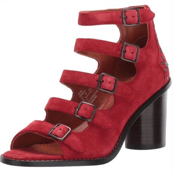 Coach Suede Buckle Booties Rivets Leather lining Padded Insole Round Heel sz 6 - Picture 1 of 10